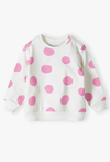 Bluza dresowa dla niemowlaka - biała w różowe grochy